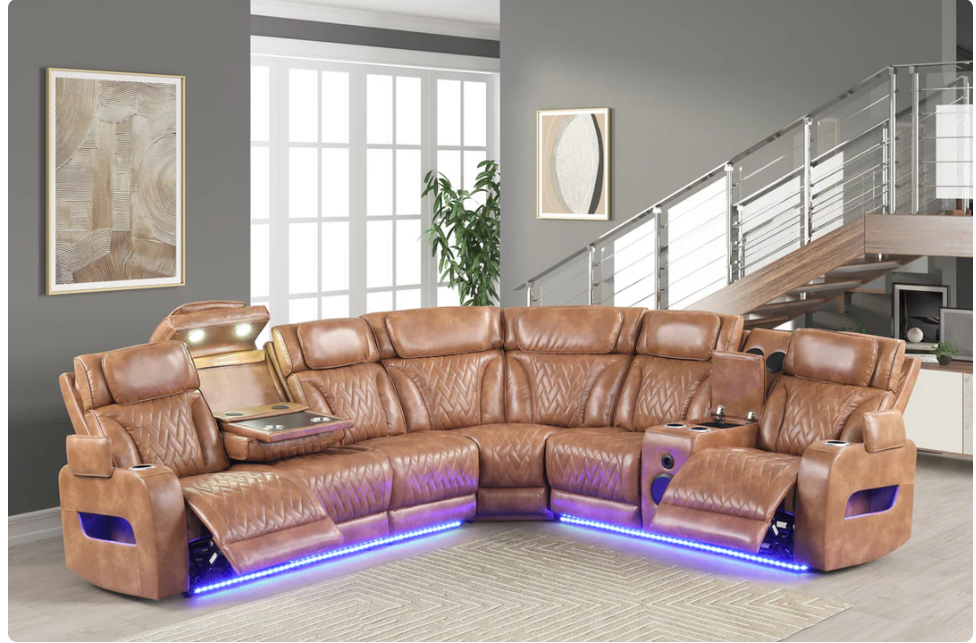KH-Barcelona Brown Power Reclining Sectional