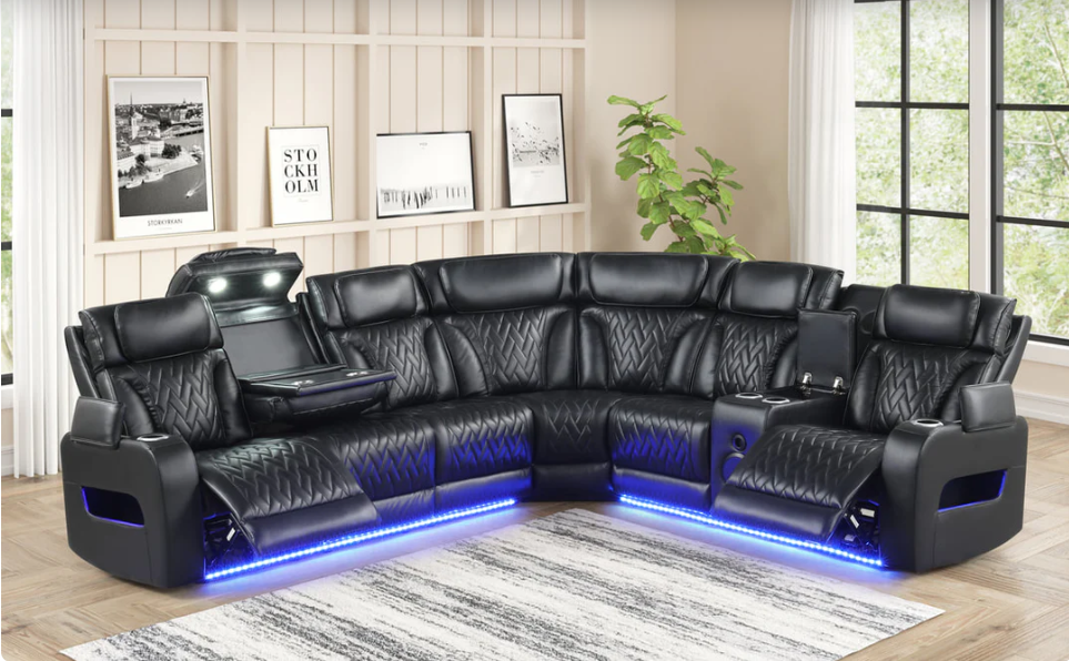 KH-Barcelona Brown Power Reclining Sectional - Imagen 5