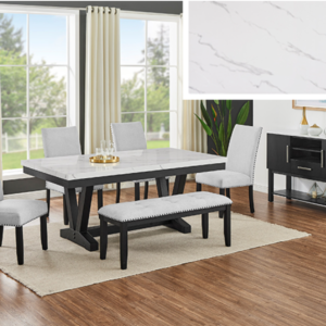 KE-1319-6P-1320-SB VANCE FAUX TBL/SIDE CHAIRS,BENCH