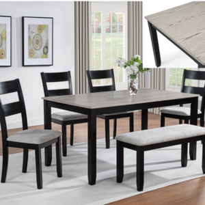 KE-2231SET-LG LESTER 6-PK DINING W/BENCH L.GREY