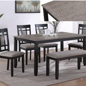 KE-2325SET-LG PAIGE 6PK DINING SET W/BENCH L.GREY