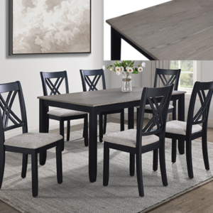KE-2430SET-LG ELOISE 7-PK DINETTE SET LIGHT GREY