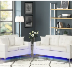 KH-Miami White - Sofa & Loveseat Set (LED LIGHTS)